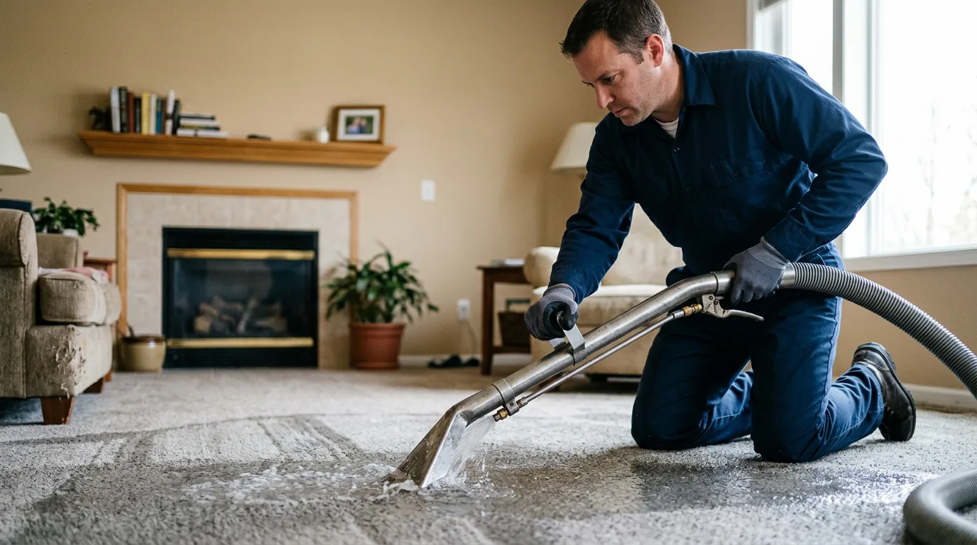 Water damage restoration technician working near Lamont, IA